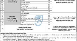 Jobs in  University of Malakand Khyber Pakhtunkhwa